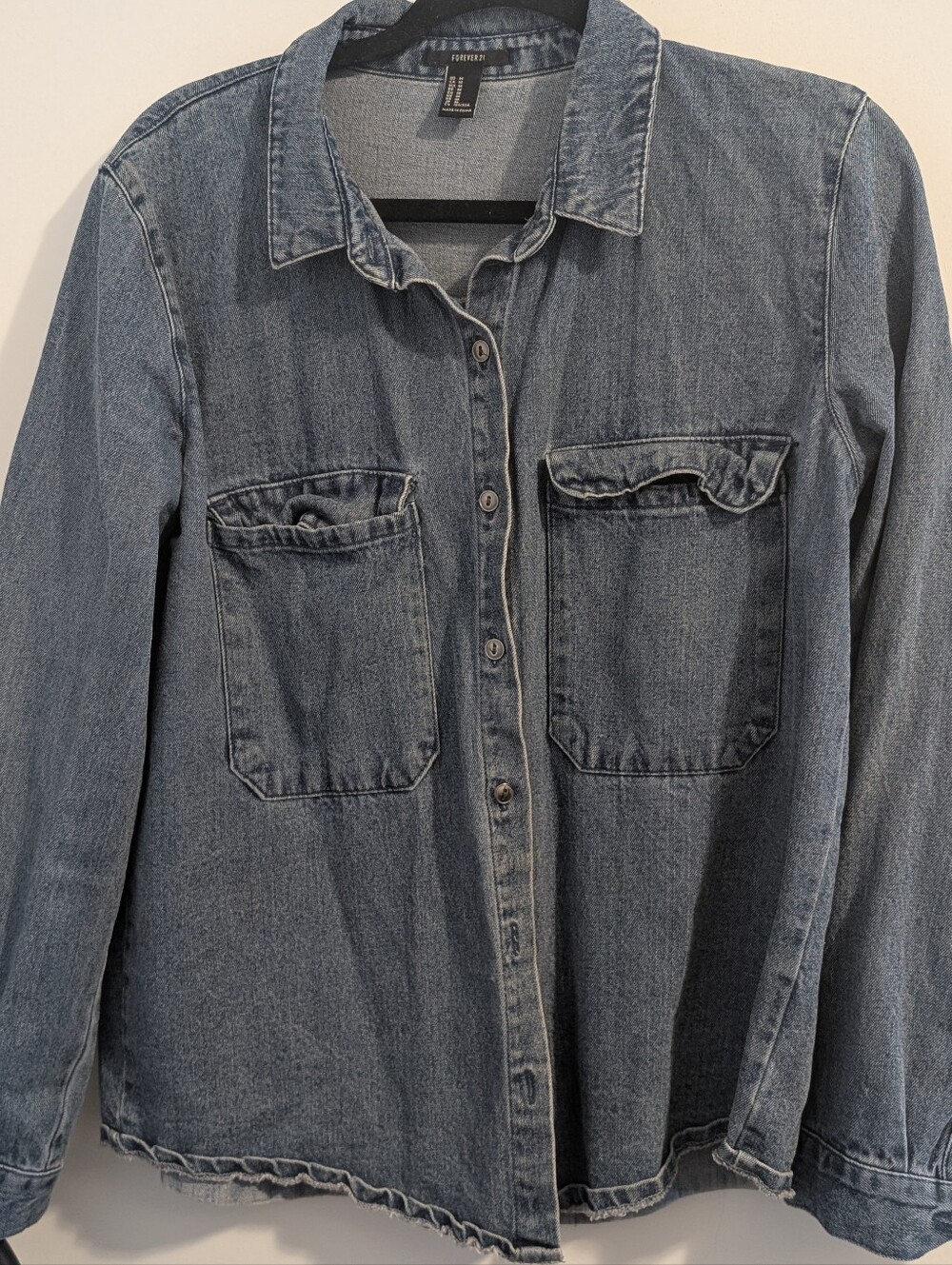 Forever 21 Blue Denim Shirt Jacket - Medium